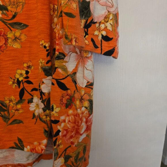 Chico's orange floral 3/4 top Size 3/XL NWOT - Picture 3 of 5